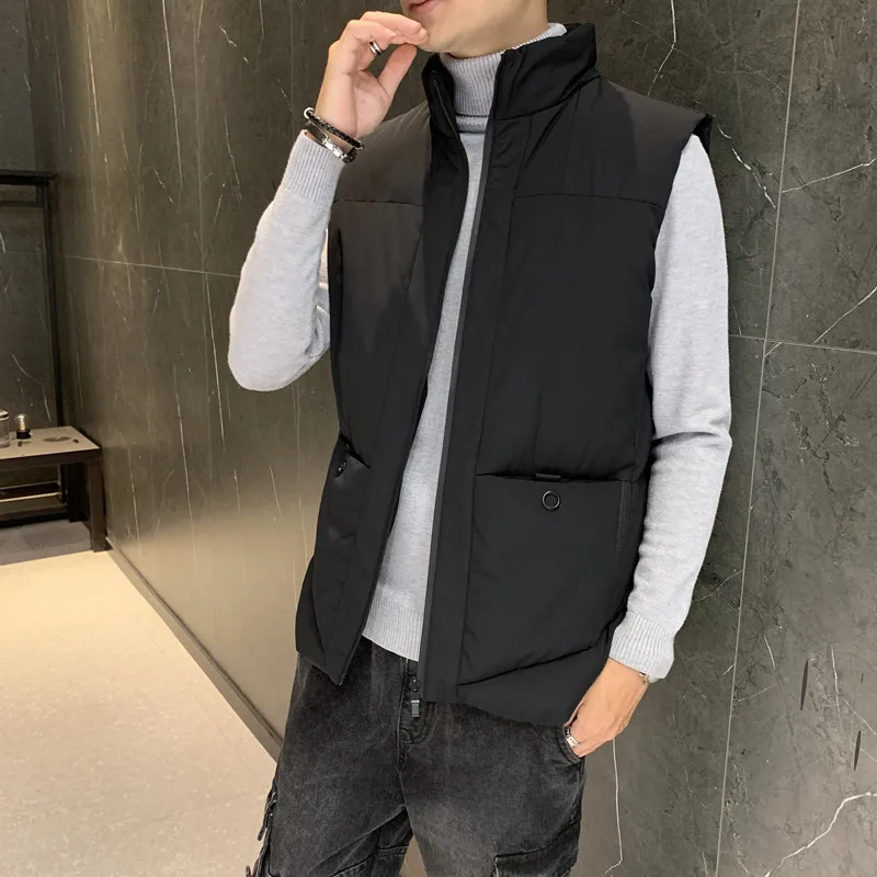 Men Vest Coat Solid Down Cotton Winter Jacket Warm Men's Outerwear Waistcoat Casual Vests Jacket Man Sleeveless Jackets 5XL