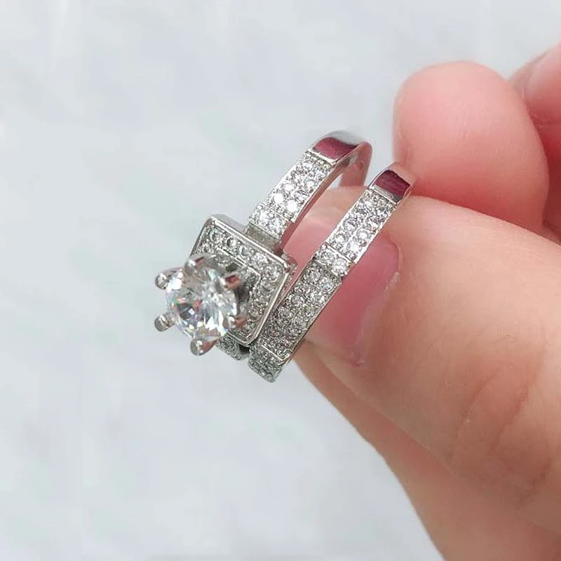 2 шт./компл. модные кольца с кристаллами в форме короны цирконием AAA женские