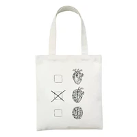women canvas shopping bag heart cartoon printing cotton cloth shoulder bag eco handbag tote reusable grocery shopper bagsa