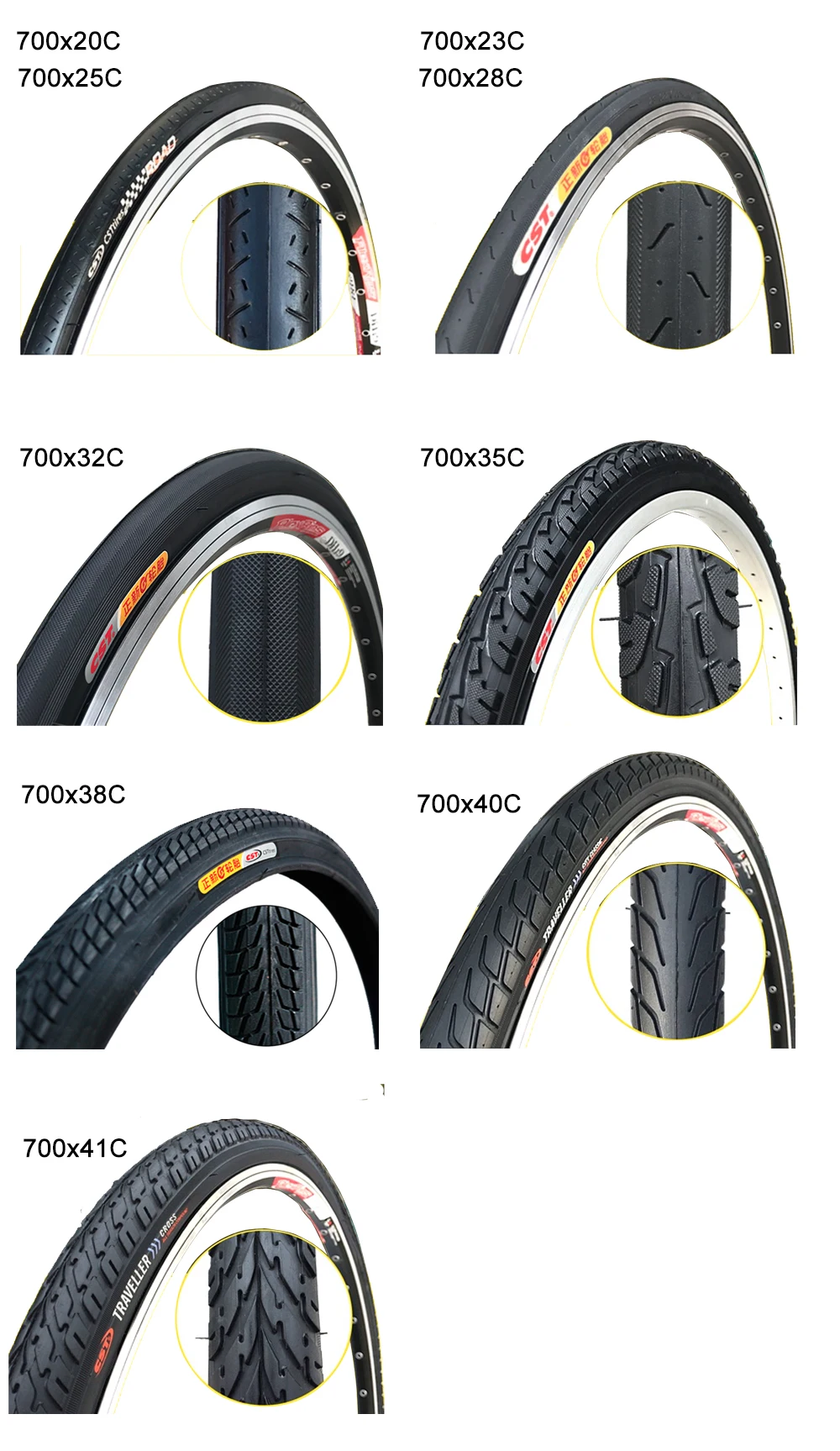 Original CST 700x23C/25C/28C/32C/35C/38C/40C Road Mountain Bike Tire Cycling 700x35C Bicycle Tyre Tires | Спорт и развлечения