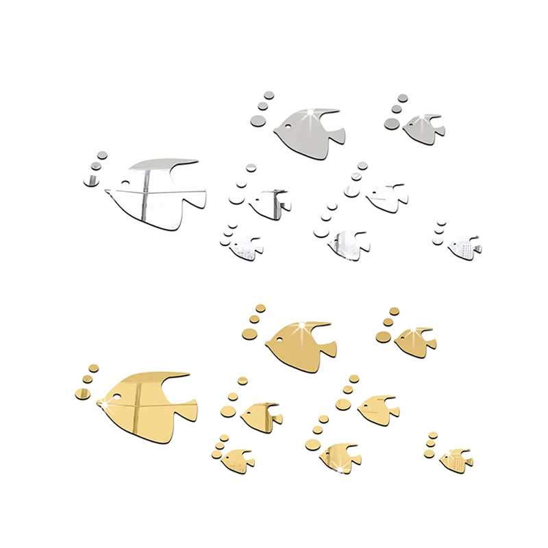 

1Set 3D Fish Wall Stickers Mirror Decal Fish Style Home Bathroom Decor Room Decoration Removable DIY Wall Sticker