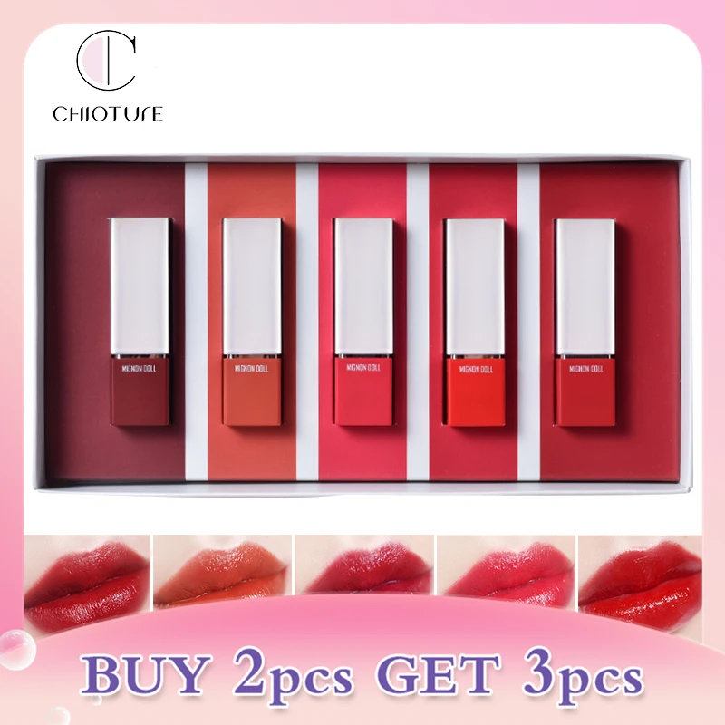CHIOTURE 5Pcs/set Lipstick Easy To Wear Long-lasting Lips Matte Lipsticks Set Waterproof Batom Profissional Cosmetics Lip |