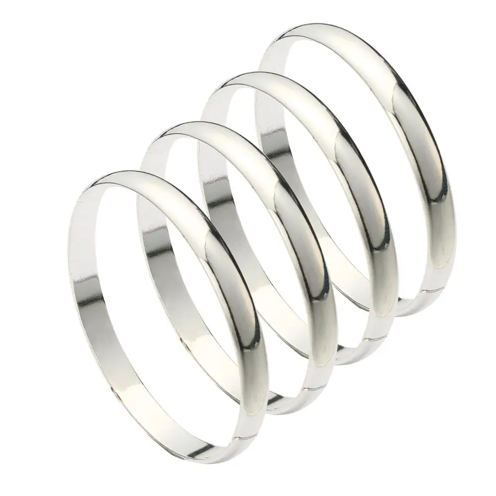 

4pcs Ethiopian Bangles Dubai Silver Color Bangles Jewelry for Women Glossy Plain Bangles