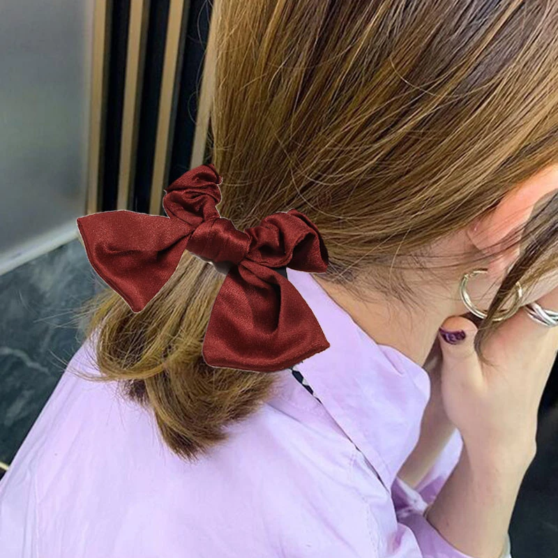 

Bowknot Large Intestine Hair Ring Elastic Hair Bands For Women Solid Color Scrunchies Ponytail Holder Headband Hair Accessorie