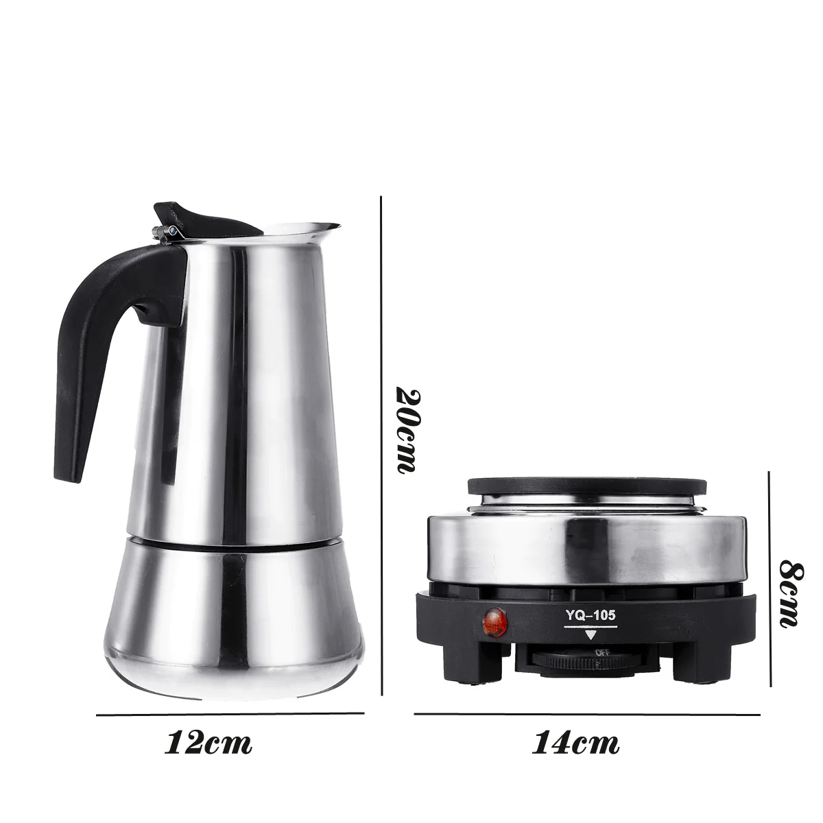 

Portable Espresso Moka Latte Coffee Maker Pot Stainless Steel Coffee Brewer Kettle Electric Heater Stove Coffee Pot 450ML 9 Cups