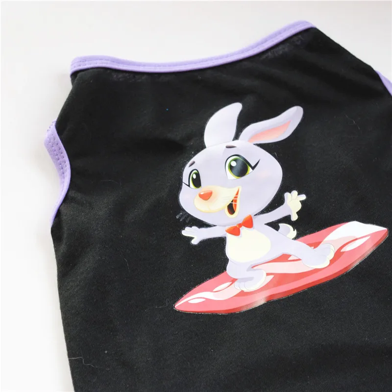Breathable Cotton Dog Vest Black Cartoon Rabbit Puppy Clothe Spring and Summer Pet T Shirt for Small Teddy Hiromi | Дом и сад