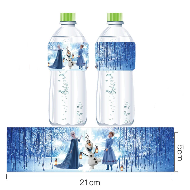 Magrise 12 Uds tem&aacute;tico de Frozen cumplea&ntilde;os pegatina para fiesta Elsa Anna copo de nieve fiesta botella de agua Mineral etiqueta primero 1st cumplea&ntilde;os Suppli-0