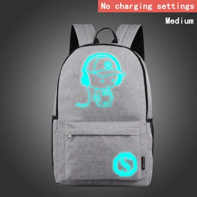 style 1 gray music Водонепроницаемый Школьный рюкзак, студенческий, светящийся, с USB зарядкой, Противоугонный, для подростков, девочек и мальчиков, для 11, 12, 13, 14, 15, 15,6, 17,3, сумка для ноутбука - Цвет: style 1 gray music