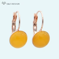 sz 2019 fashion 585 rose gold round dangle earrings for women girl jewelry simple fine japanese south korean cute gift eardrop