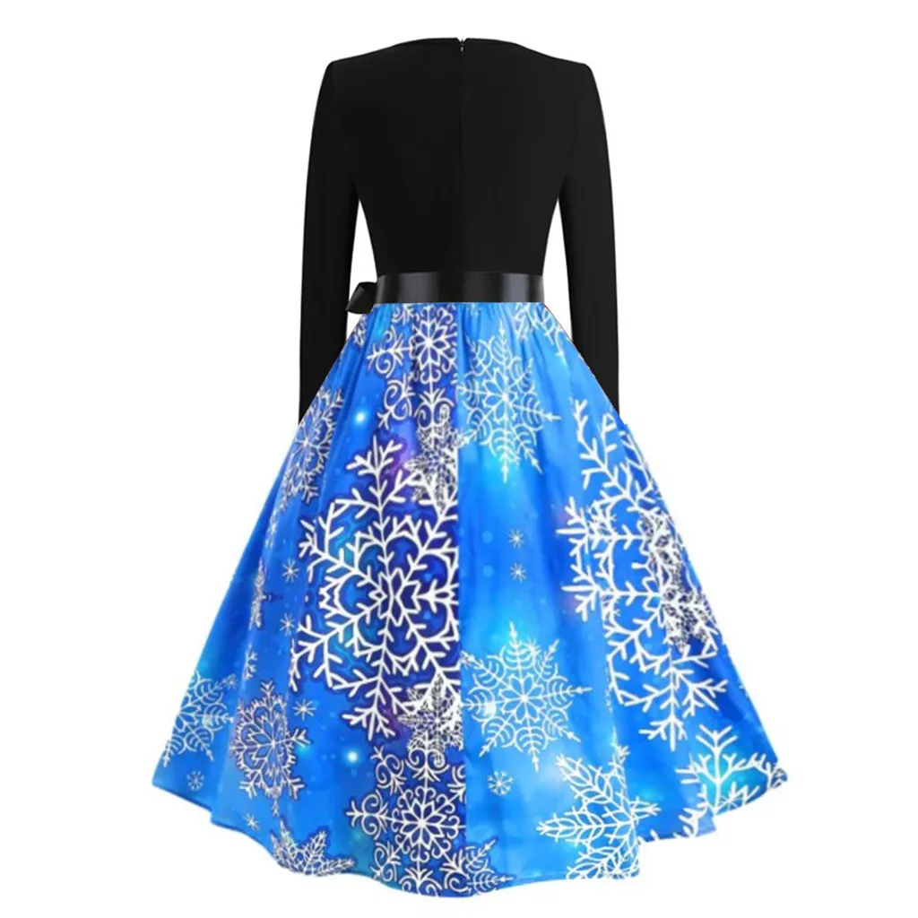 Платье женское с длинным рукавом Рождественский принт музыкальных нот винтажное