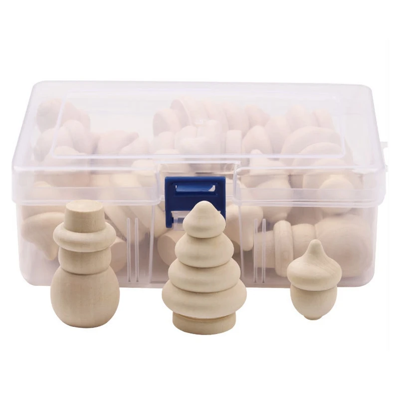 

26 Pcs Natural Wooden Christmas Unfinished Craft DIY Peg Doll Wedding Decoration Children Kids Graffiti Drawing Toy