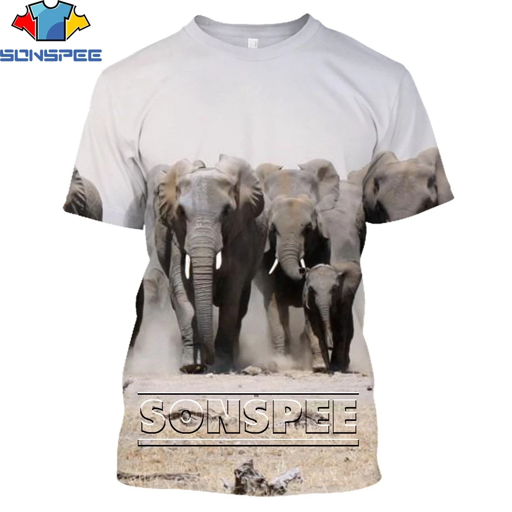 Футболка SONSPEE с 3d изображением слона в африканском стиле летняя повседневная