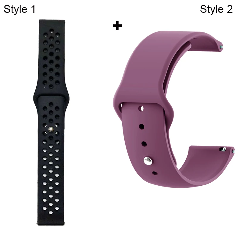 Black Black-Purple Ремешок для Xiaomi Amazfit Pace Stratos GTR 47 мм для huawei GT 2 46 мм Honor Magic Dream ремешок для samsung gear S3 Galaxy 46 мм - Цвет: Black Black-Purple