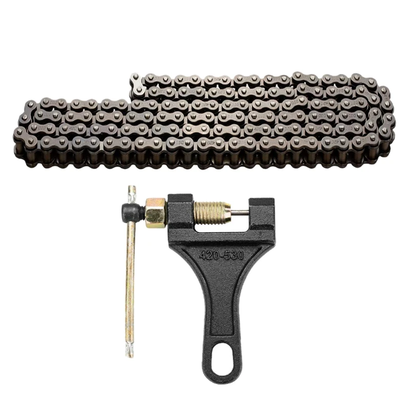 420 Мотоциклетная цепь стандартная роликовая 132 звеньев + цепной выключатель для