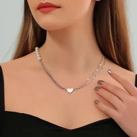2021 fashion personality exquisite pearl stitching necklace female light luxury niche simple trend clavicle chain
