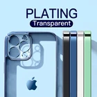 Чехол для iPhone 12 Pro, Роскошный прозрачный чехол с гальваническим покрытием для телефона iPhone 12 Mini 11 Pro Max XR XS Max 7 8 Plus, квадратный мягкий чехол