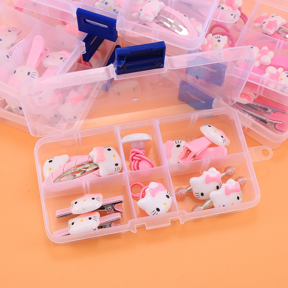 1 коробка акриловые hello kitty с эластичными лентами для волос заколки для волос около 10 шт. резинка для волос Детские аксессуары Kawaii