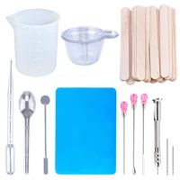 epoxy resin jewelry making tools set silicone workbenches plastic beaker drilling bits wood stick disposable cups dispenser