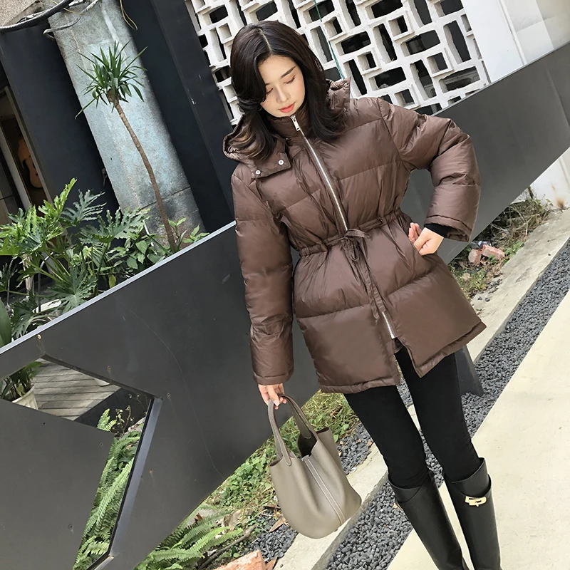 Женский пуховик корейский Зимний с капюшоном на утином пуху Женская куртка Chaqueta
