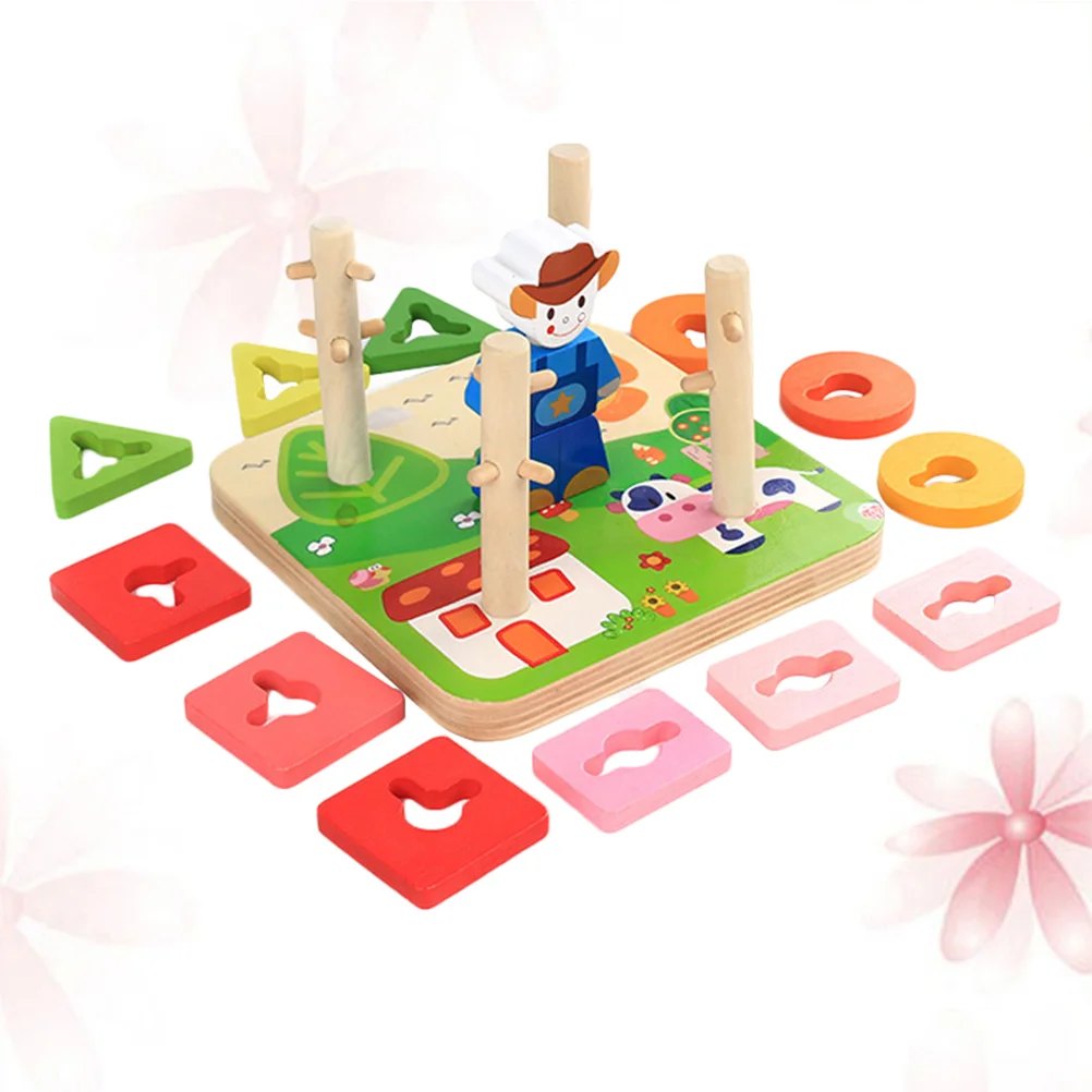 

Wooden Building Blocks Column Baby Geometry Cognitive Matching Toys Educational Creative Gifts