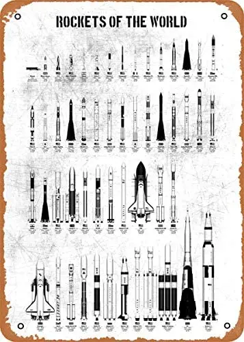 

Metal Sign - Space White Rockets of The World - 8 x 12 Vintage Look Tin Sign