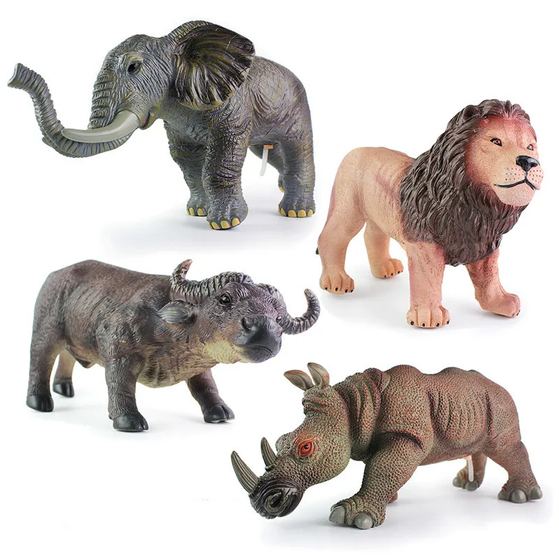 

Имитация животных модель Мягкий силиконовый слон лев носорог Зубр модель игрушки детские подарки