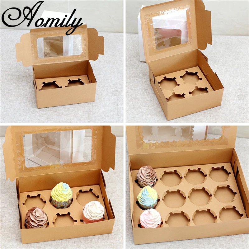 

Amoliy 2/4/6/12 Holes Cupcake Packing Box Muffin Box Biscuit Pastry Box Kraft Paper Box Cake Chocolate Packaging Baking Tools