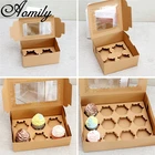 Коробка для кексов Amoliy, 24612 отверстий, упаковка кекса, коробочка для кондитерских изделий, коробка из крафтовой бумаги, для упаковки торта, шоколада, инструменты для выпечки