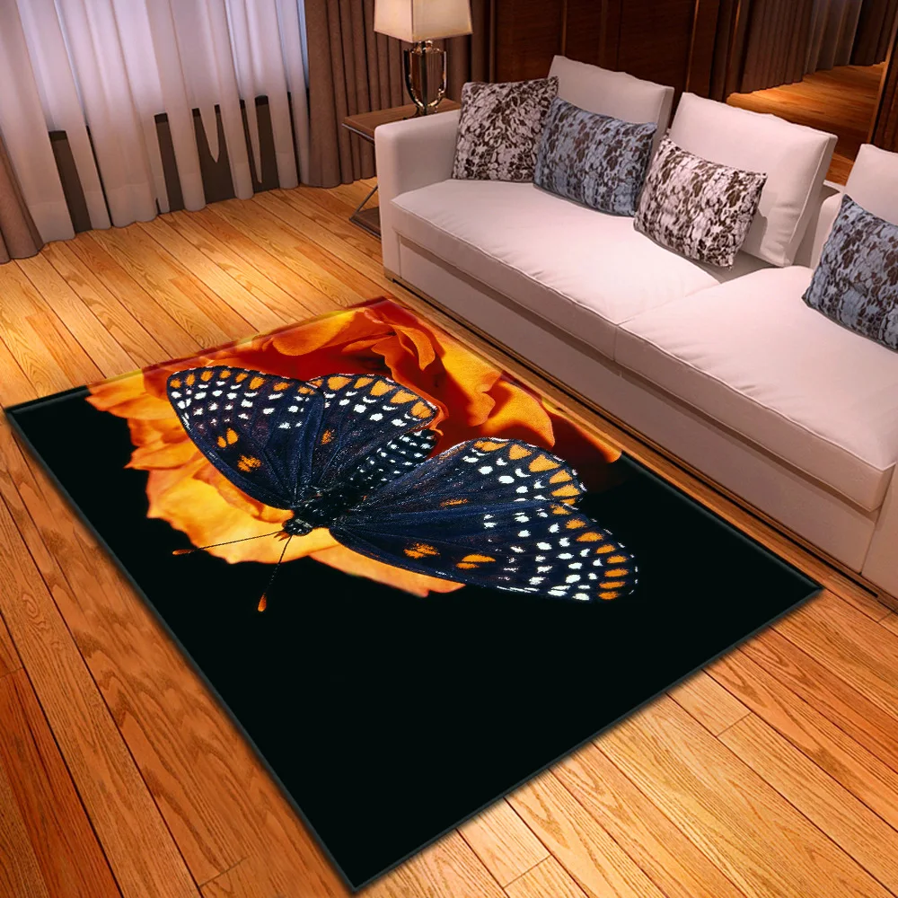 

3D Butterfly Printing Living Room Bedroom Carpet Hallway Floor Door Mat Bathroom Kitchen Water-absorbing Anti-skid Door Mat