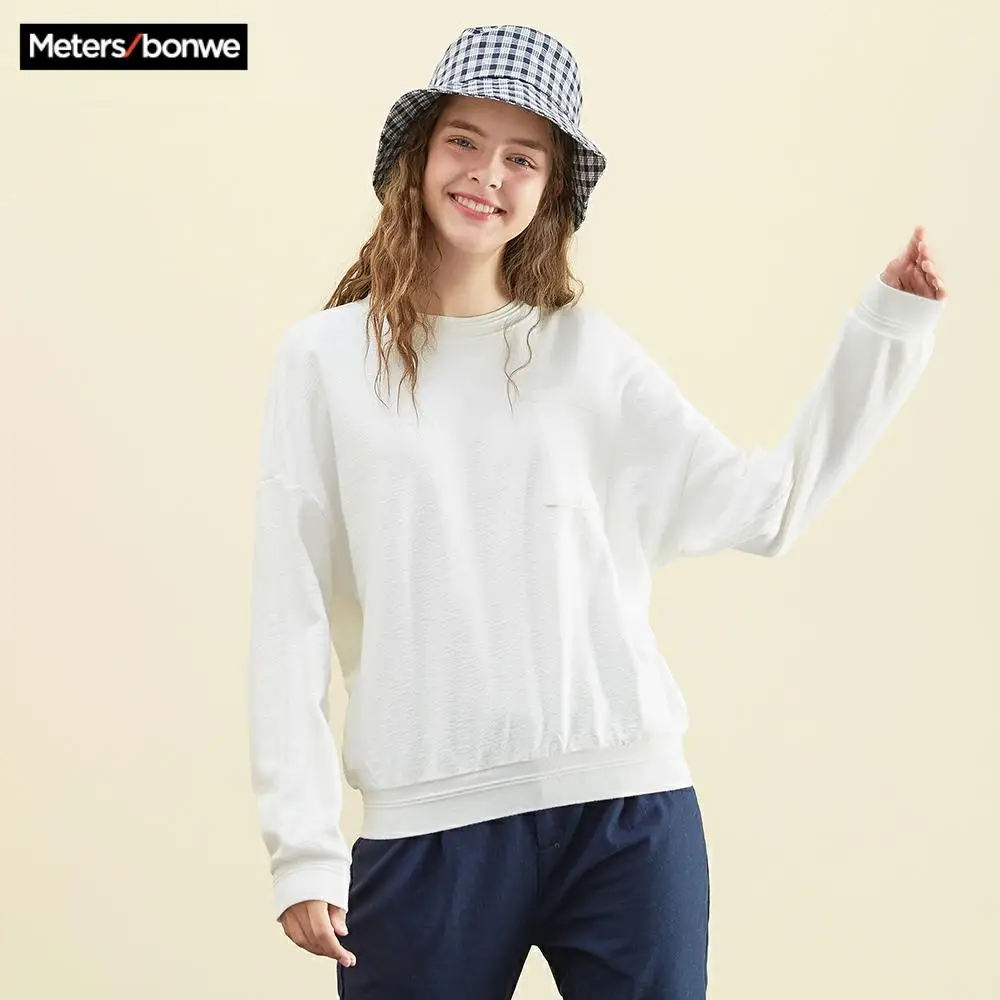 Metersbonwe толстовки для девочек Женские однотонные повседневные новые женские