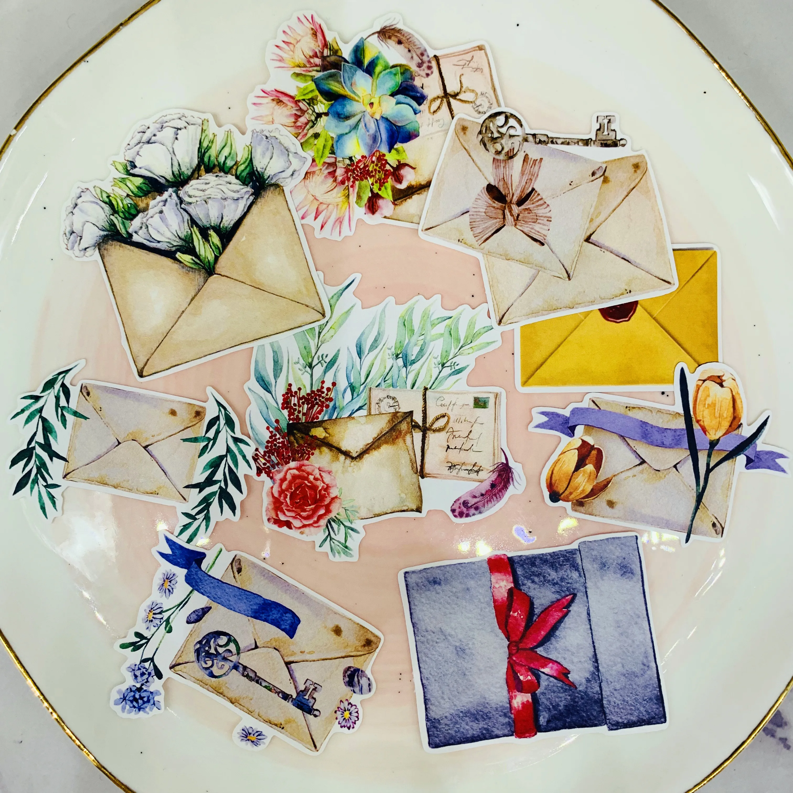 21 шт./пакет Винтаж почтовый конверт цветок Стикеры DIY ремесло Скрапбукинг альбом