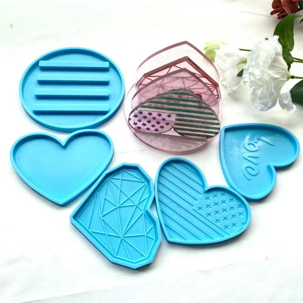 

Love Heart Coaster Resin Molds Coaster Molds Coaster Stand Storage Molds Silicone Molds For Epoxy Resin Casting Tools