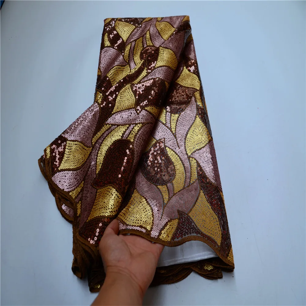 

African Embroidery Lace Fabric French Tulle Lace 5 Yards/ Piece African Net Lace Fabric For African Guipure Dress FLP-1148 (18)