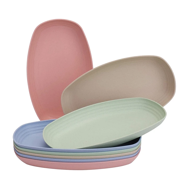 

8 Pack Wheat Straw Plates,Lunch Dinner Plates,Degradable Reusable Eco-Friendly Lightweight Plates Tableware Set