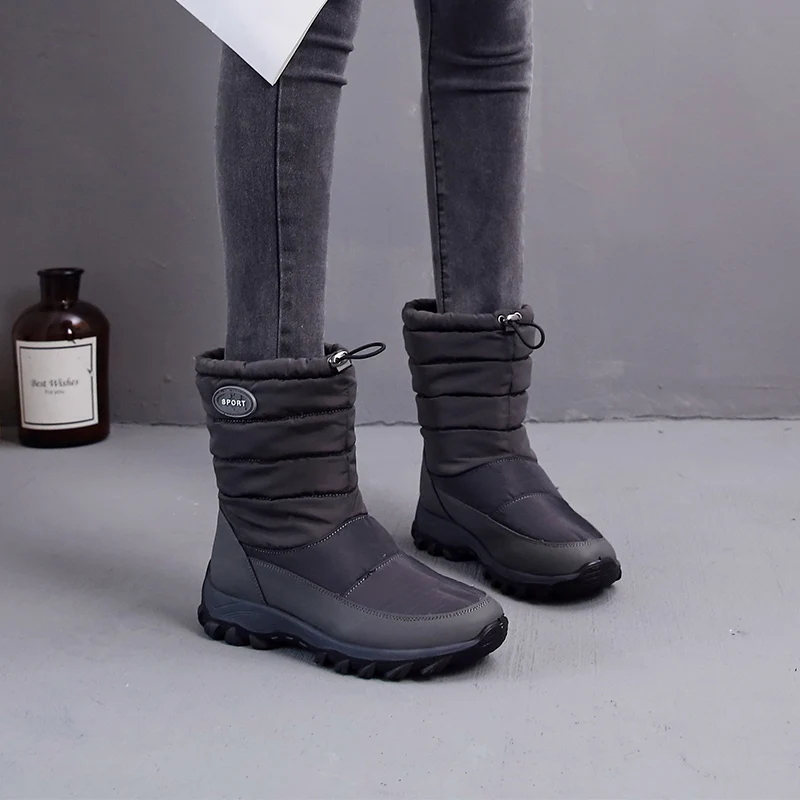 Fujin/зимние сапоги водонепроницаемые на платформе 6 см зимняя обувь с теплым мехом