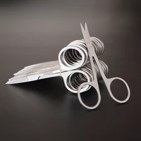 1 piece of stainless steel safe portable round head curved makeup scissors eyebrows beard nose and ears beauty tool