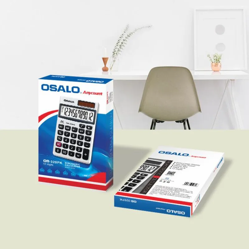 

NEW 320PK High quality compact business calculator solar button cell 12 display ABS key metal face carry calculators
