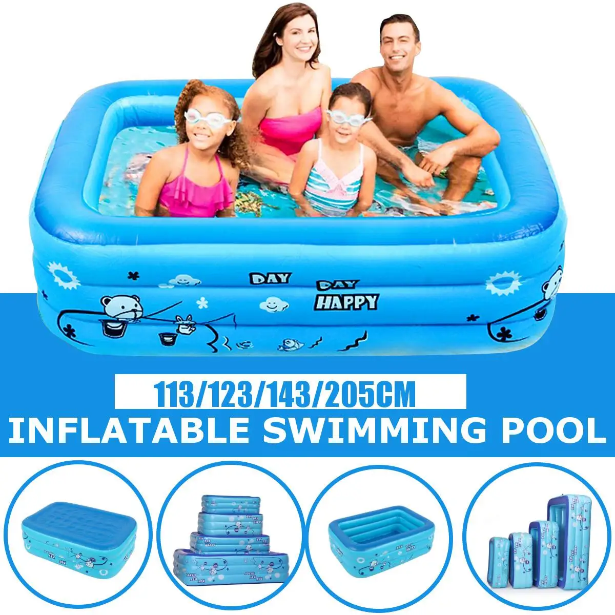 

113/123CM 3 Layers Children Inflatable Pool Bathing Tub Baby Kid Home Outdoor Large Inflatable Square Swimming Pool Water Play