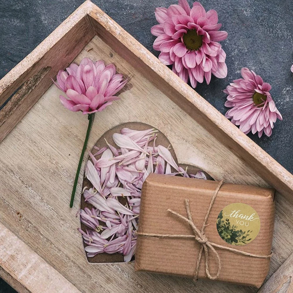 

500pcs 1 inch Flower Thank You Stickers Gift Decoration Packaging Stationery Sticker Envelope Seal Label Handmade Sticker