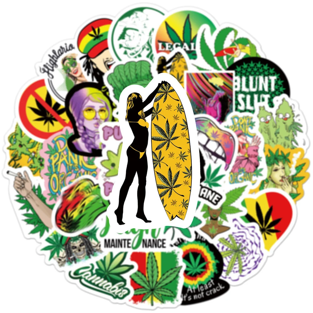 103050pcs funny characters leaves weed smoking graffiti stickers laptop phone car skateboard bike guitar kid toy cool sticker free global shipping