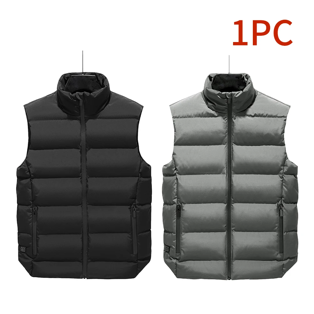 

Men Cotton Blend Lightweight USB Charging Winter Warm Body Warmer Hiking Heating Pad Outdoor Sports Heated Vest Soft Washable