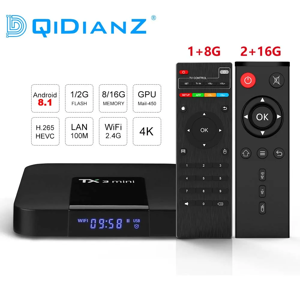 Смарт ТВ приставка DQiDianZ Android 8 1 TX3mini четырехъядерный процессор Amlogic мультимедиа 2 4G