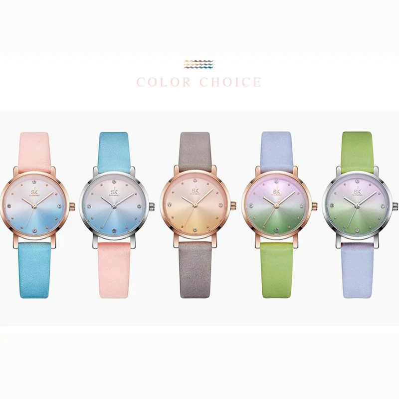 

Shengke Women Watch Creative Leather Band Wristwatch Luxury Crystal Women's Watches Young Girl Fashion Ladies Watch Quartz Clock