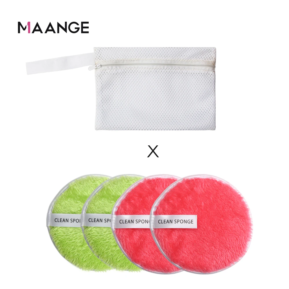 4pcs with bag E 4Pcs Microfiber Makeup Remover Towel With Bag Face Plush Puff Reusable Cleansing Cloth Pads Natural Soft Cleaner Makeup Tools - Цвет: 4pcs with bag E