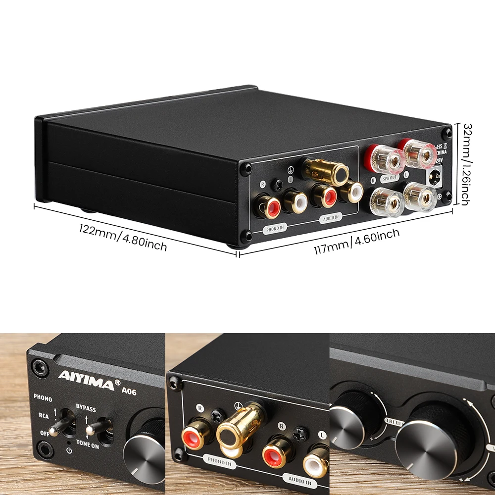 AIYIMA MM MC Phono Amplifier TPA3221 Power Amplificador  Stereo Sound Amplifier 100Wx2 For Turntable Phonograph Pre-Amplifier