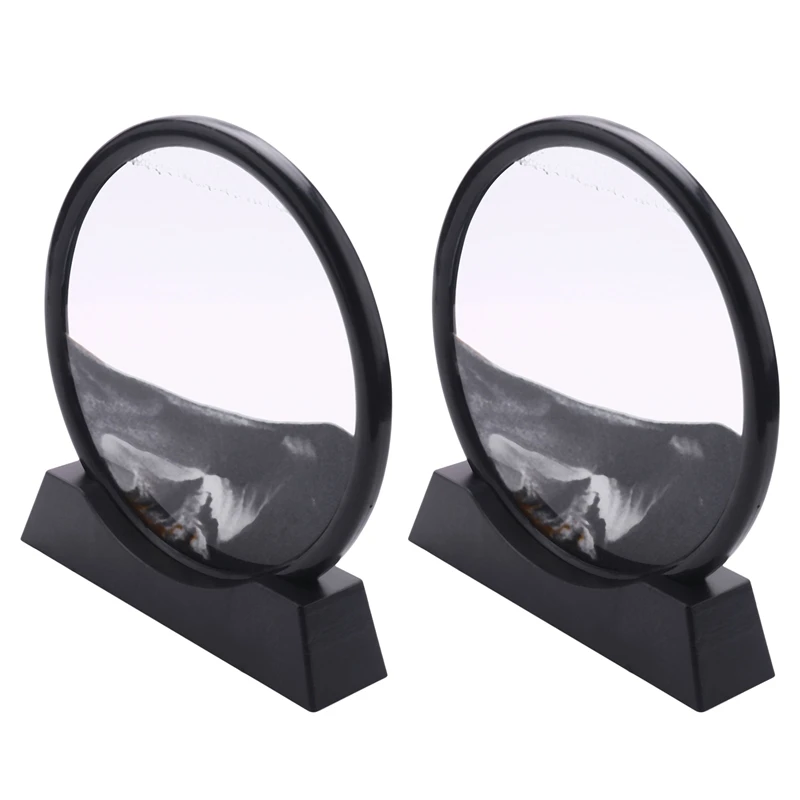 

2 шт. движущиеся пескоструйные картины, круглые стеклянные 3d-морские пескоструйные пейзажи в движении, движущаяся пескоструйная рамка (7 дюй...