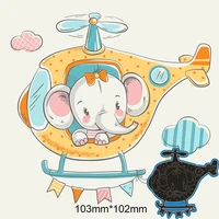 103102mm baby elephant in helicopter metal cutting dies decoration scrapbook embossing paper craft album card punch knife