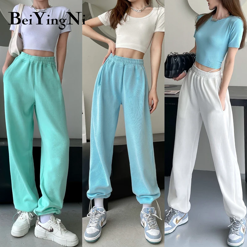 

Брюки спортивные женские Beiyingni, с высокой талией, свободные, винтажные, с карманами, спортивные штаны
