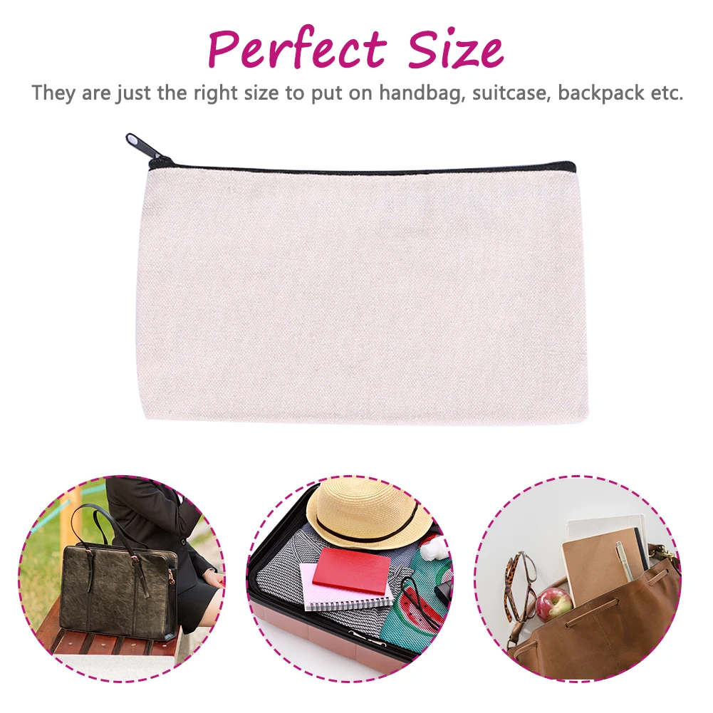 

10pcs Canvas Pencil Pouch Toiletry Stationery Organizer DIY Crafts Gift With Zipper Office School Students Makeup Bag Travel