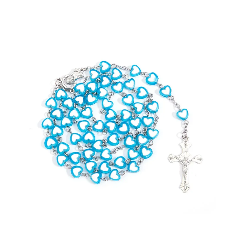 Крещение хрустальный бисер Розария 8 мм Сердце ожерелье из бисера Роза сердце